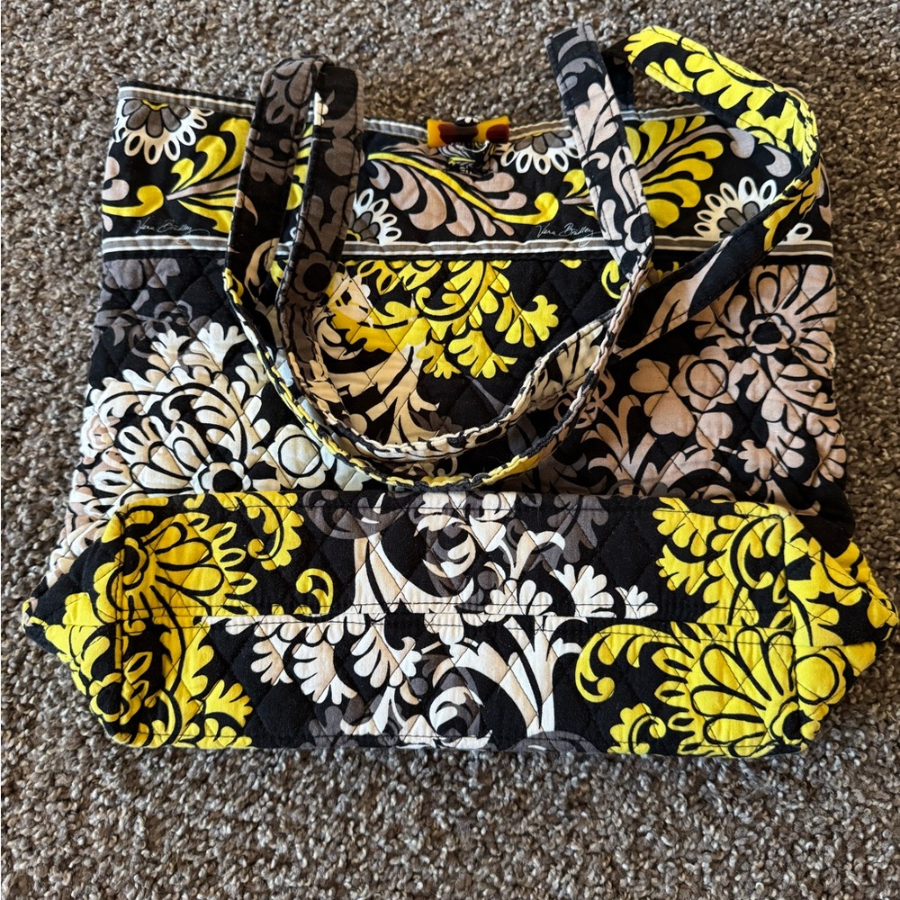 Vera Bradley vintage tote black, grey, lime
